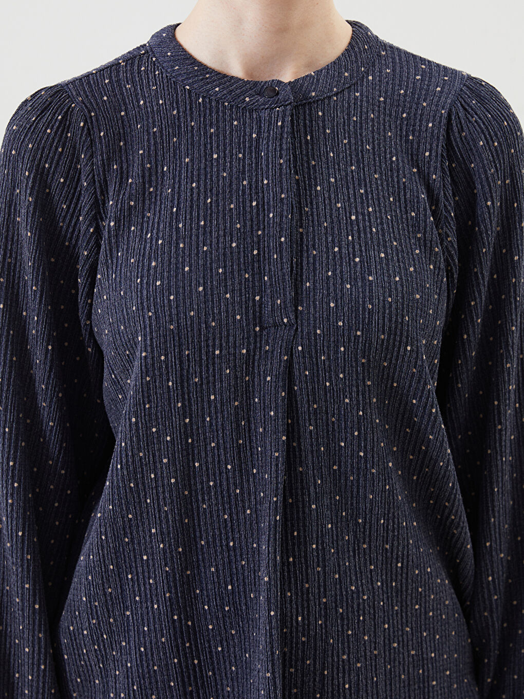 Crew Neck Polka Dot Women's Blouse -S5JC40Z8-LSJ