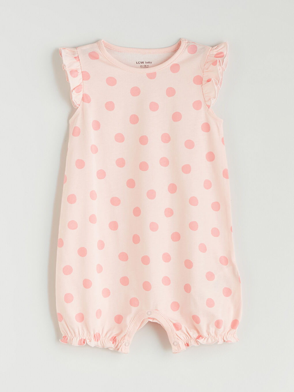 Pembe Puantiyeli Kız Bebek Penye Tulum