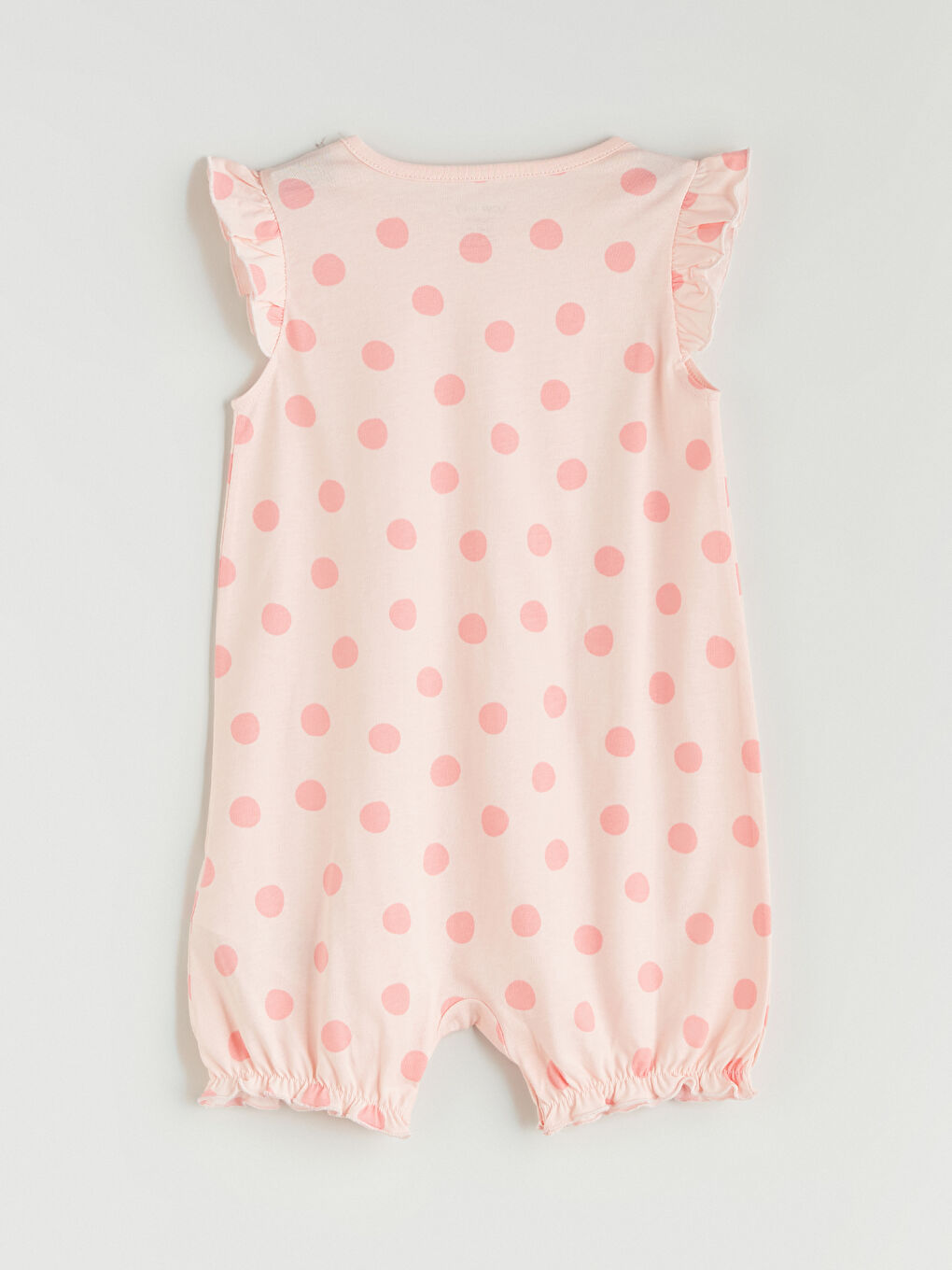 Pembe Puantiyeli Kız Bebek Penye Tulum-2