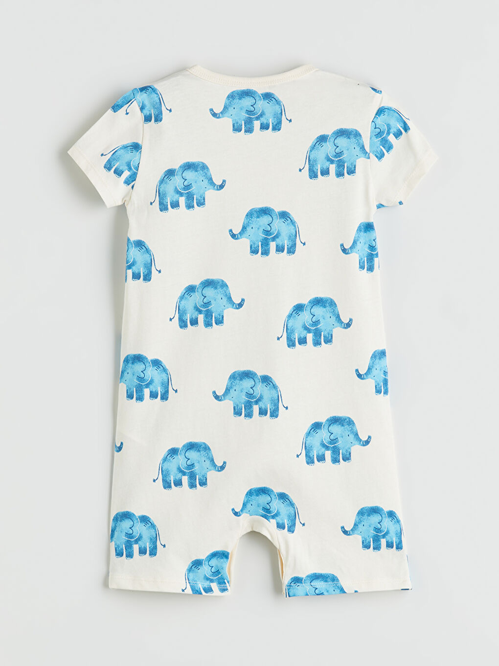 Ekru Bisiklet Yaka Baskılı Erkek Bebek Penye Tulum-1