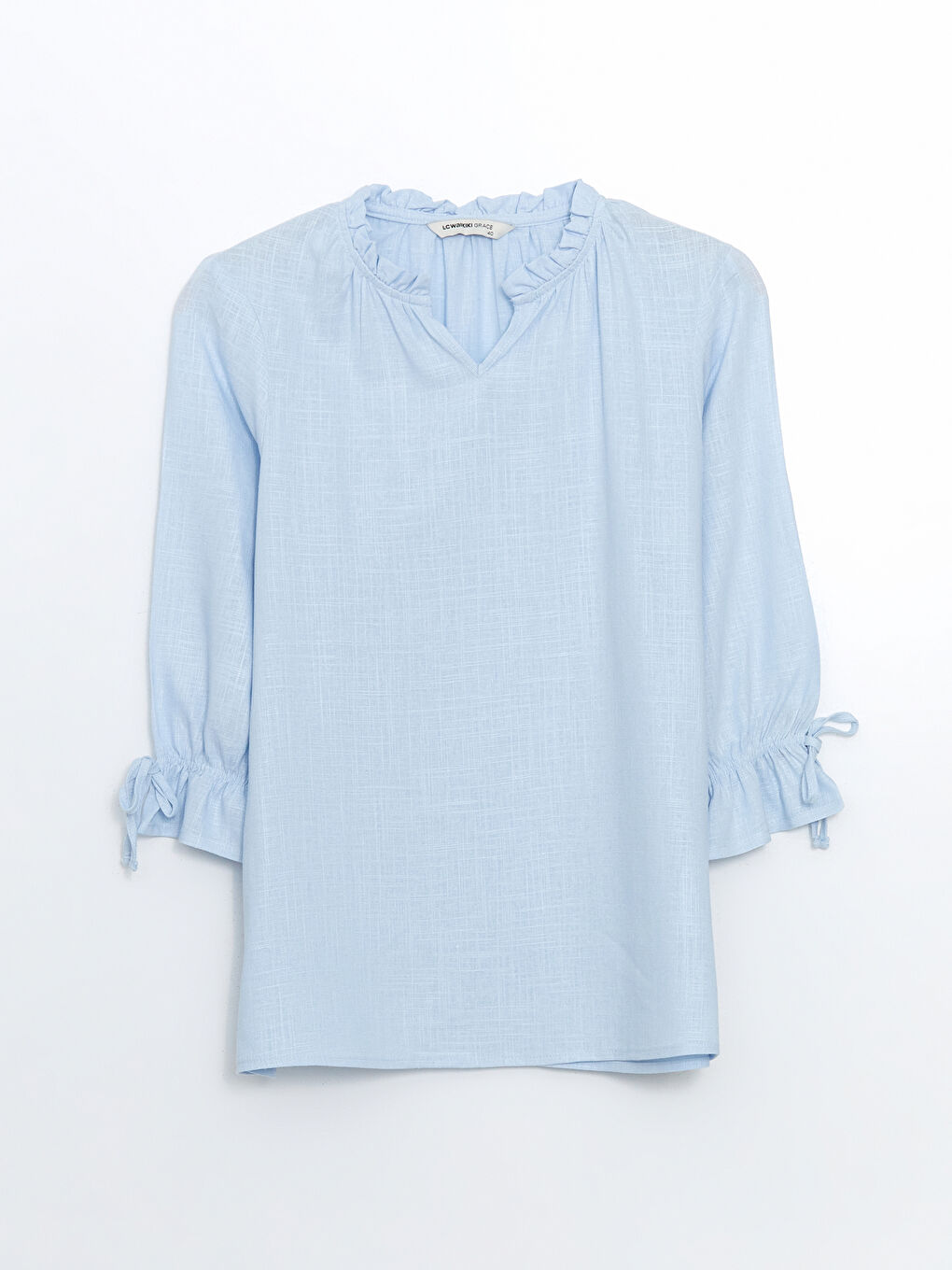 Μπλούζα από μείγμα λινού με λαιμόκοψη με εγκοπή-4