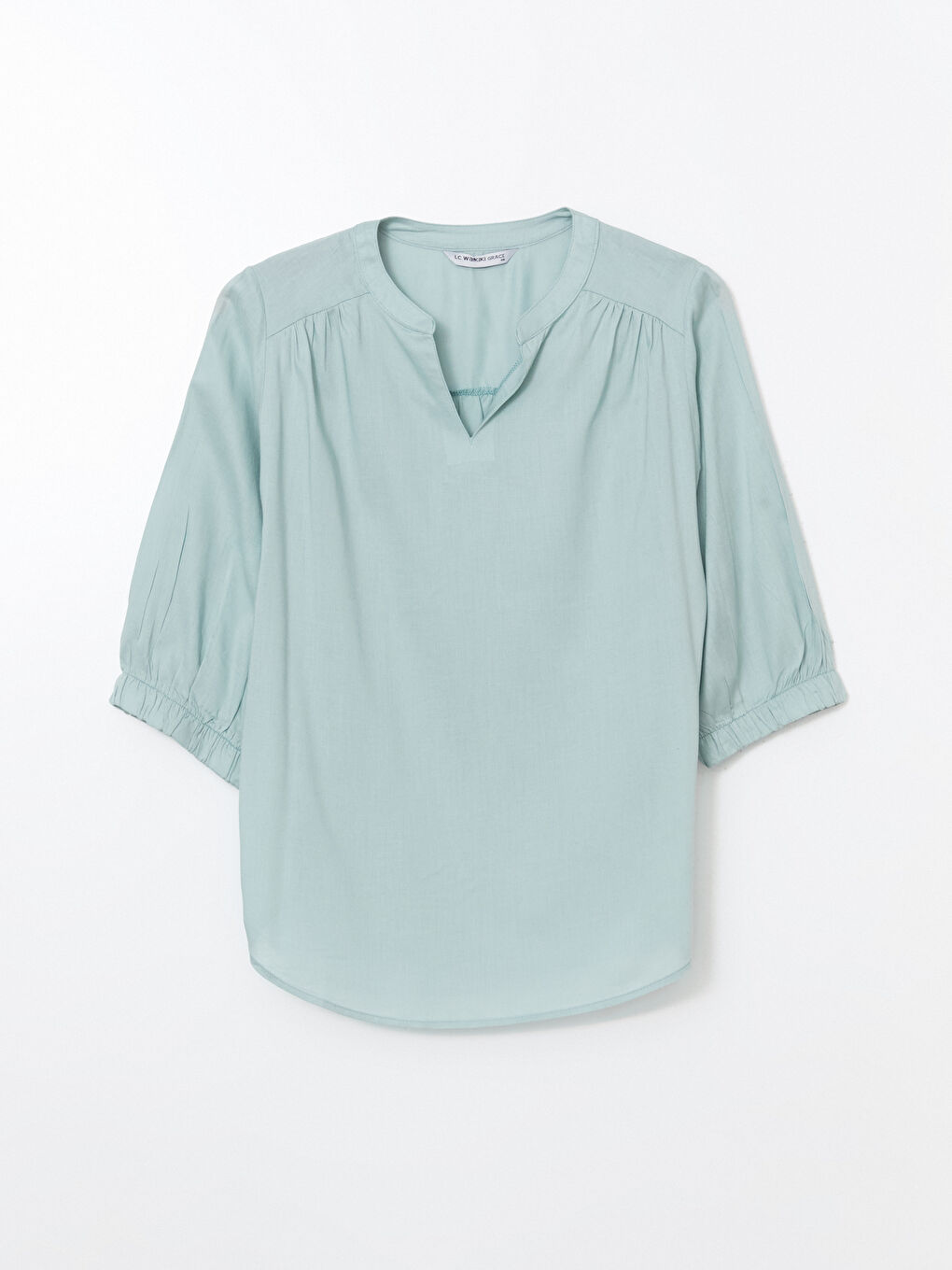 Blouse Froncée En Lin Mélangé À Encolure Crantée-4