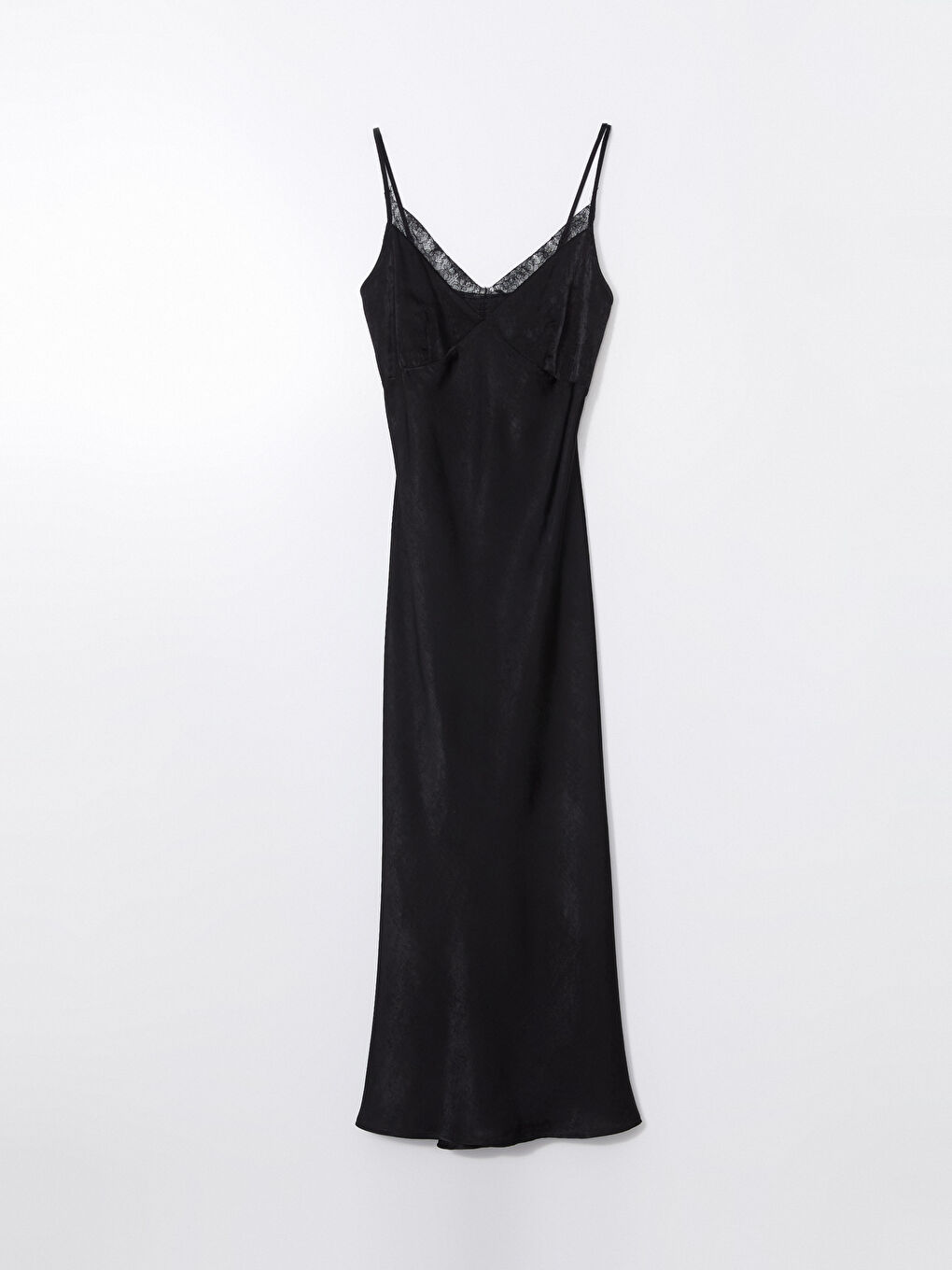 LC Waikiki V Neck Lace Detailed Satin Women's Dress -S5JC95Z8-CVL