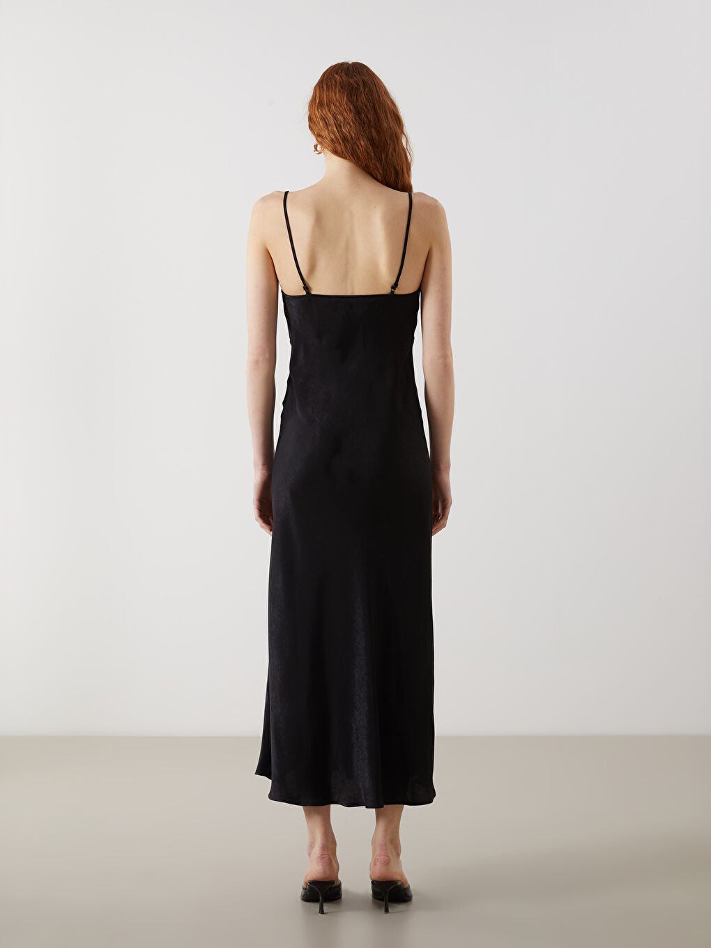 LC Waikiki V Neck Lace Detailed Satin Women's Dress -S5JC95Z8-CVL