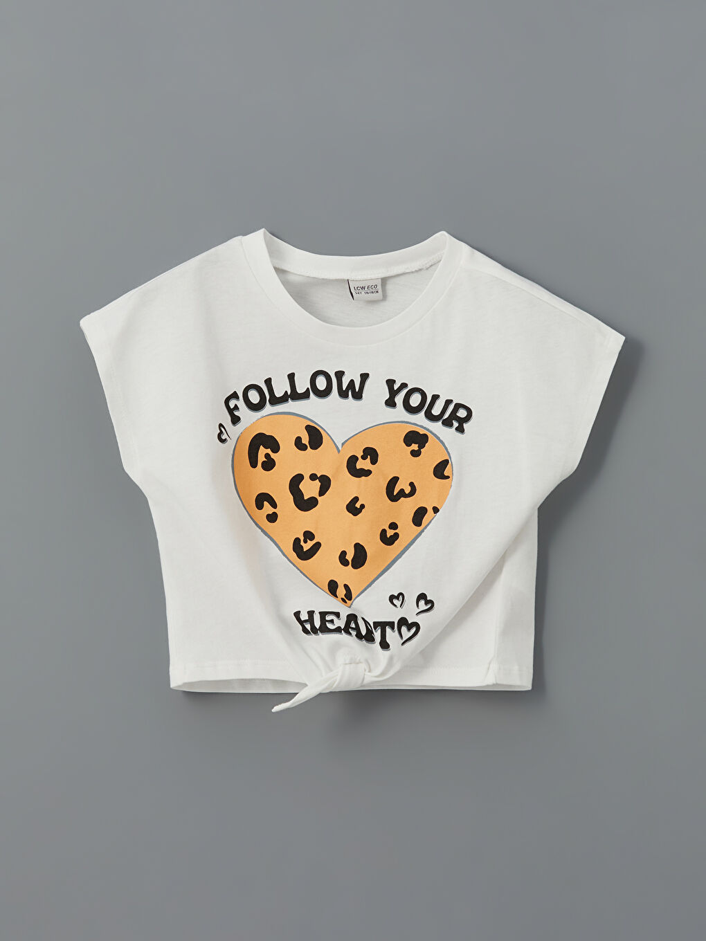 Beyaz Bisiklet Yaka Kız Çocuk Crop Tişört