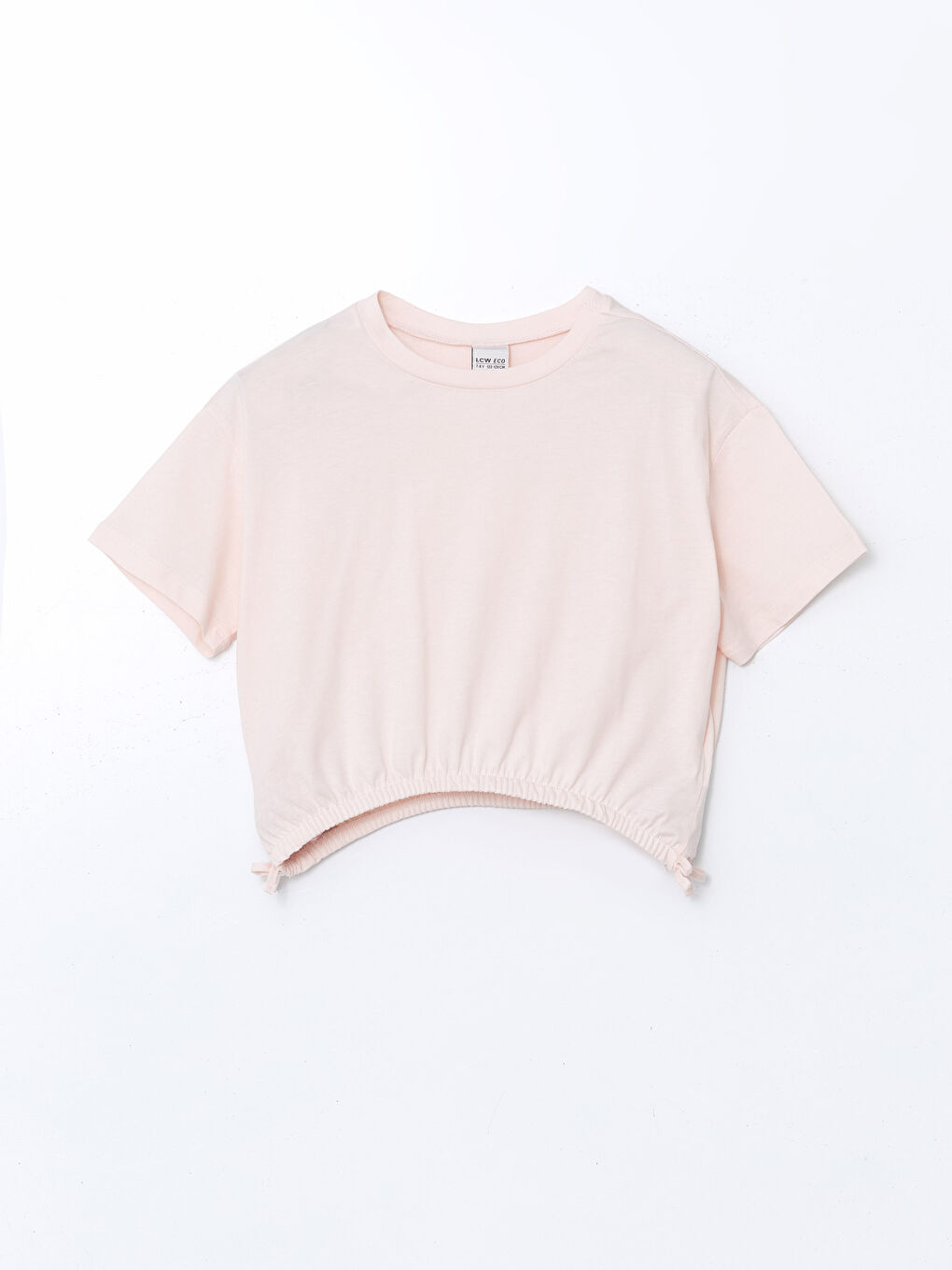 LCW ECO Pembe Bisiklet Yaka Kız Çocuk Crop Tişört