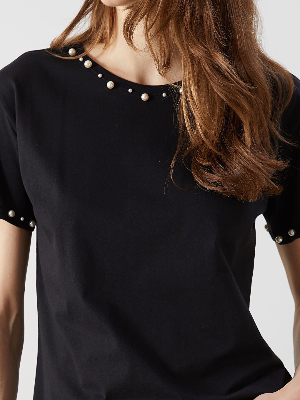 Crew Neck Beaded Women'S T-Shirt -S5JD06Z8-CVL