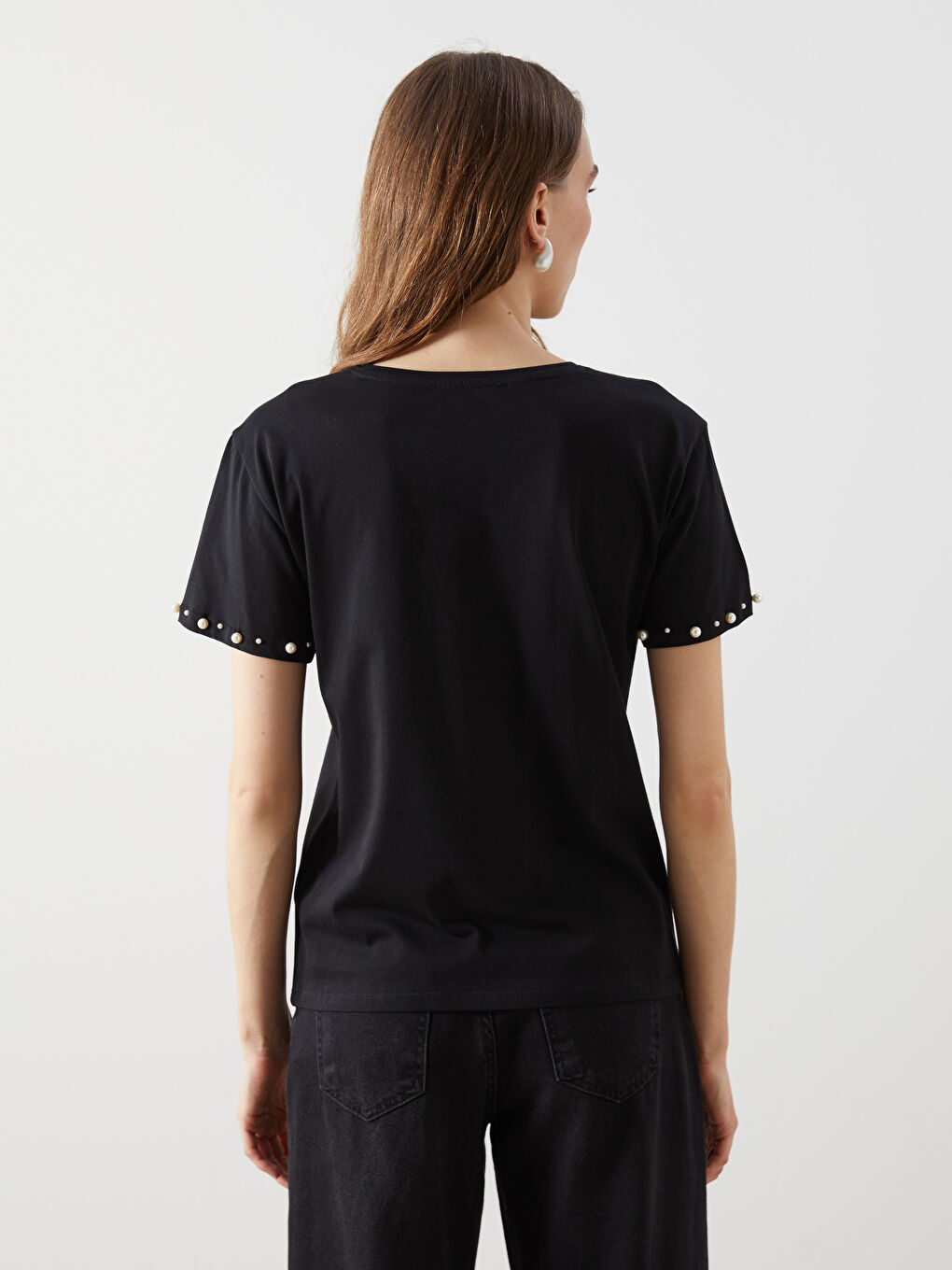 Crew Neck Beaded Women'S T-Shirt -S5JD06Z8-CVL
