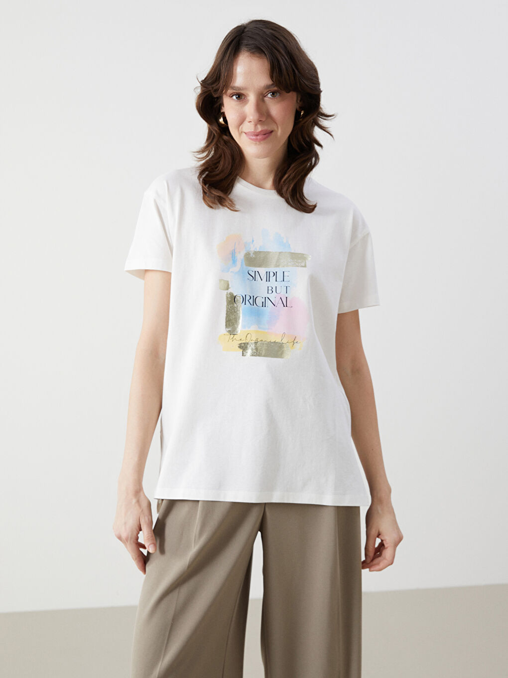 Crew Neck Printed Women's T-shirt -S5JD07Z8-FEW