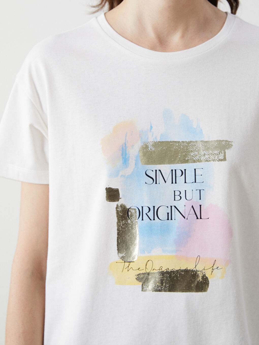 Crew Neck Printed Women's T-shirt -S5JD07Z8-FEW