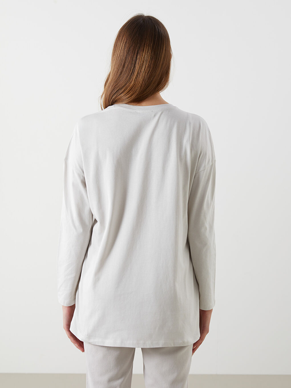 Gri Bisiklet Yaka Çiçekli Kadın Tunik-3