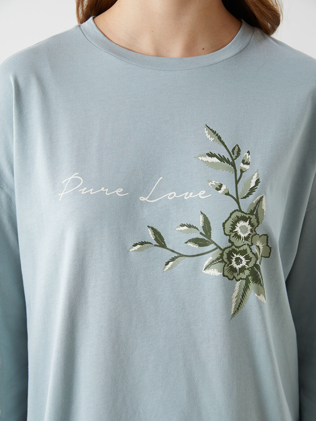 Yeşil Bisiklet Yaka Çiçekli Kadın Tunik-2