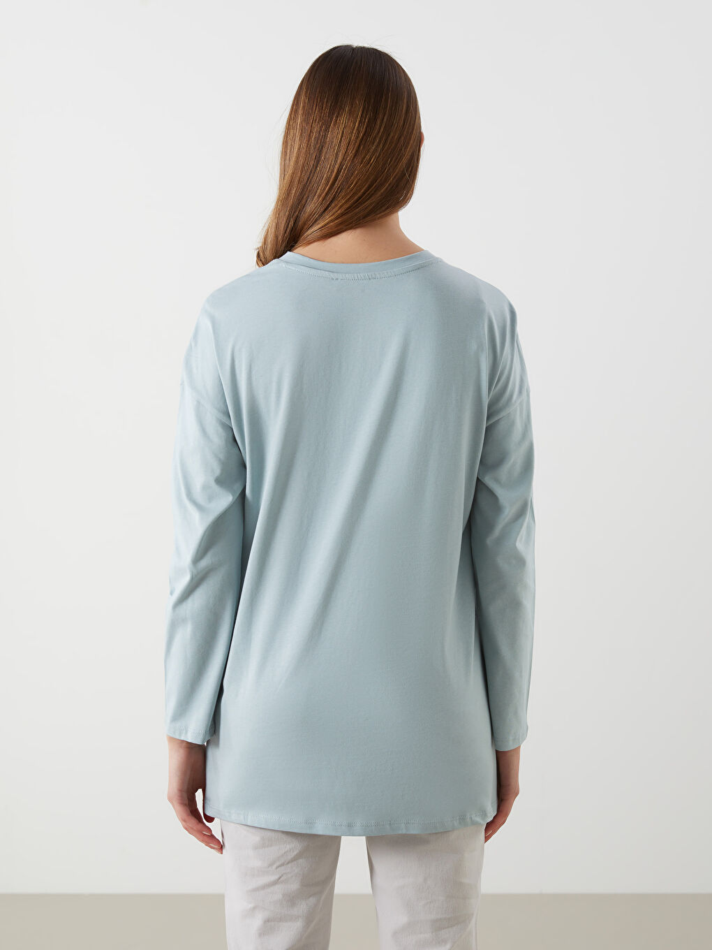 Yeşil Bisiklet Yaka Çiçekli Kadın Tunik-3