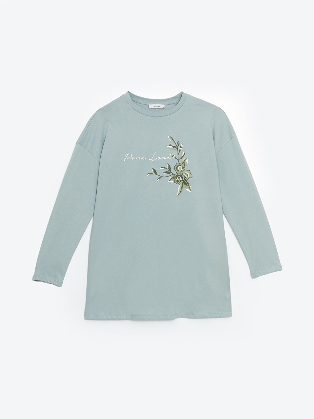 Yeşil Bisiklet Yaka Çiçekli Kadın Tunik-4