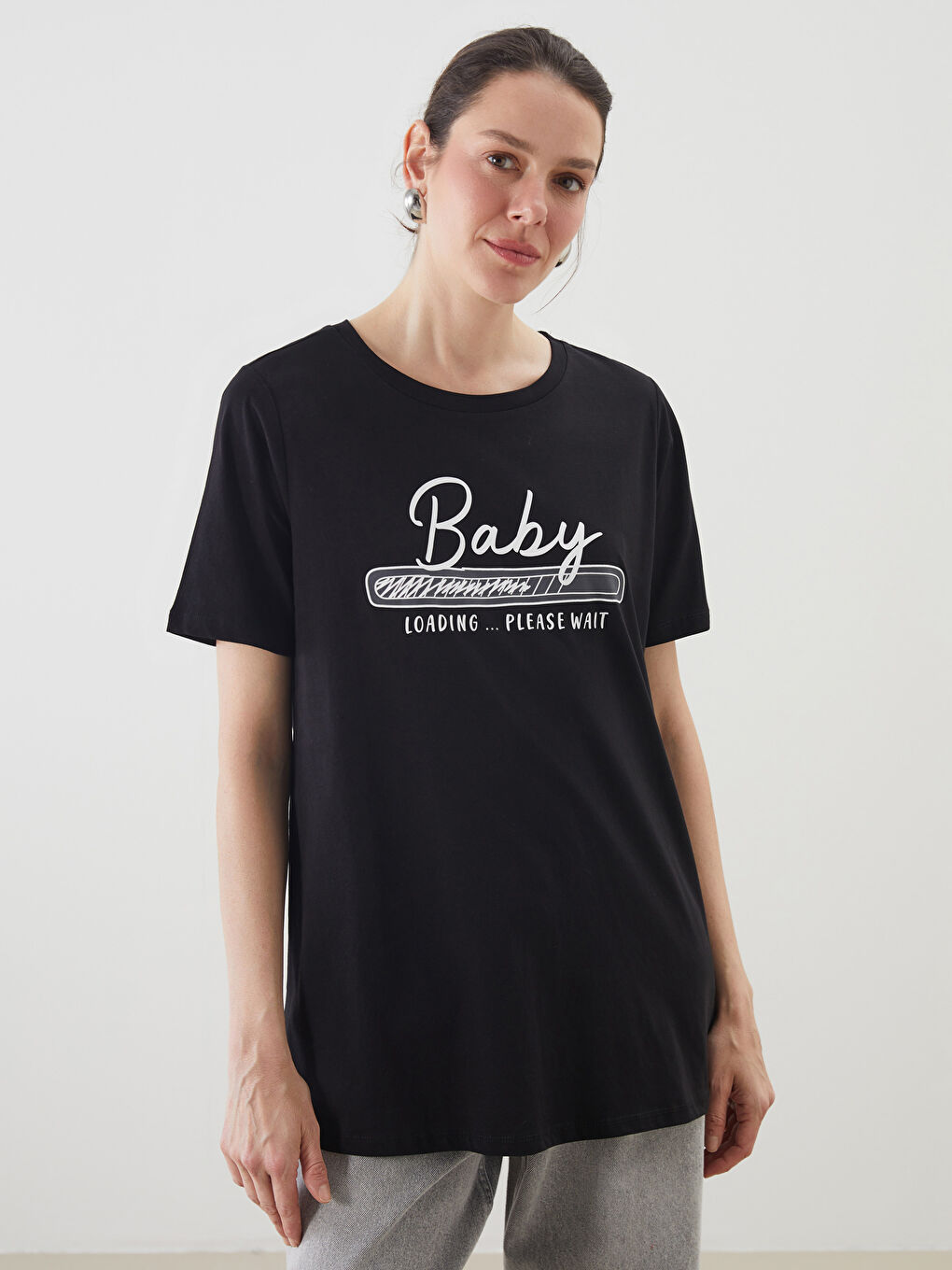 Crew Neck Printed Maternity T-Shirt -S5JD27Z8-CVL