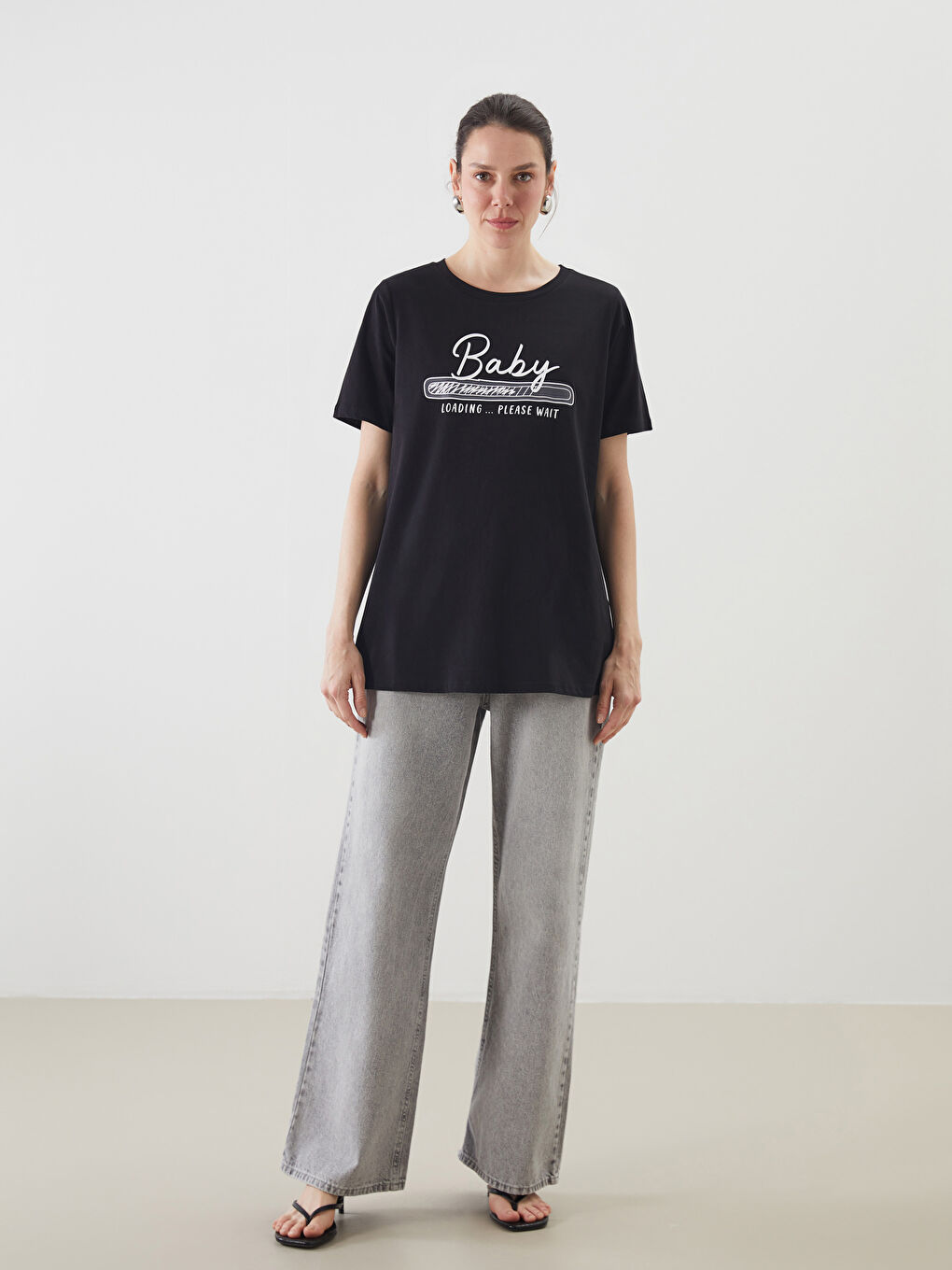 Crew Neck Printed Maternity T-Shirt -S5JD27Z8-CVL