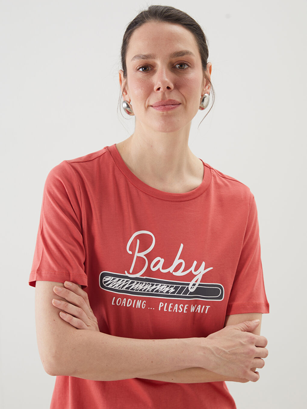 Crew Neck Printed Maternity T-Shirt -S5JD27Z8-GQ2