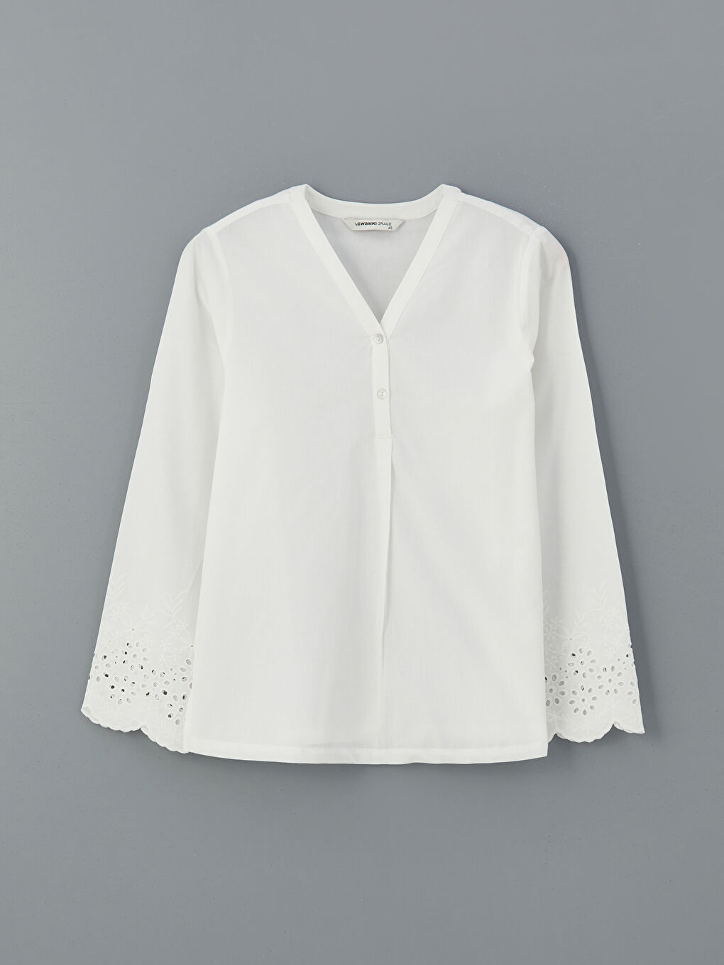 V Neck Lace Detailed Blouse-4