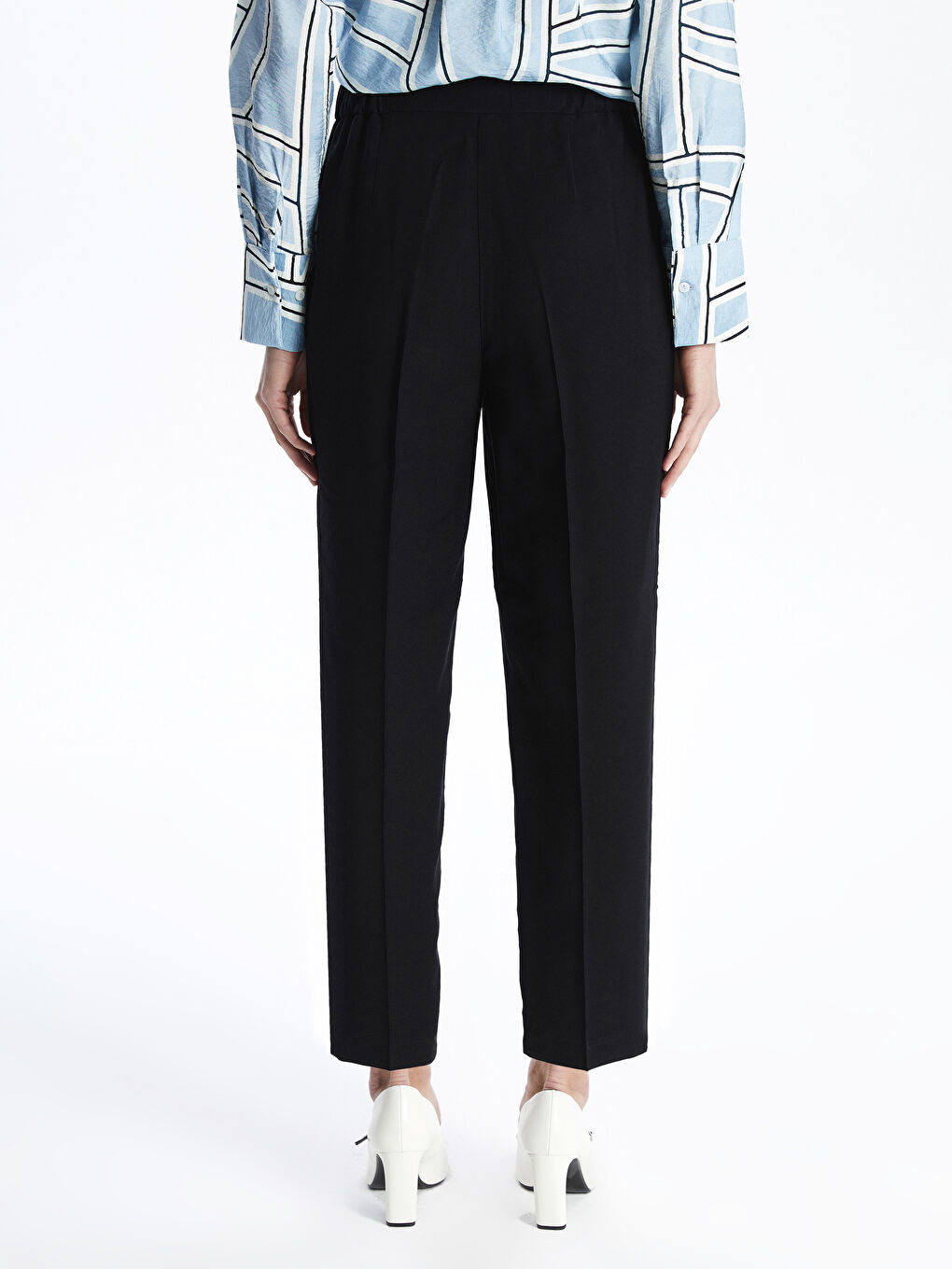 Siyah Beli Lastikli Loose Fit Kadın Pantolon-3