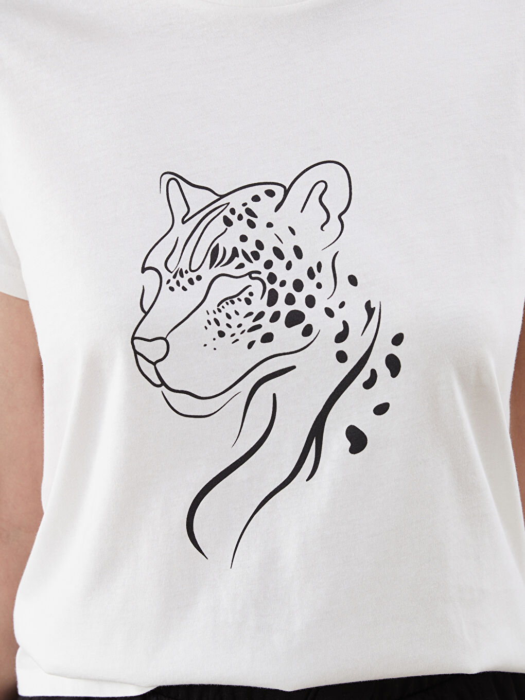 Crew Neck Printed Jersey Women's T-Shirt -S5JD43Z8-FEW