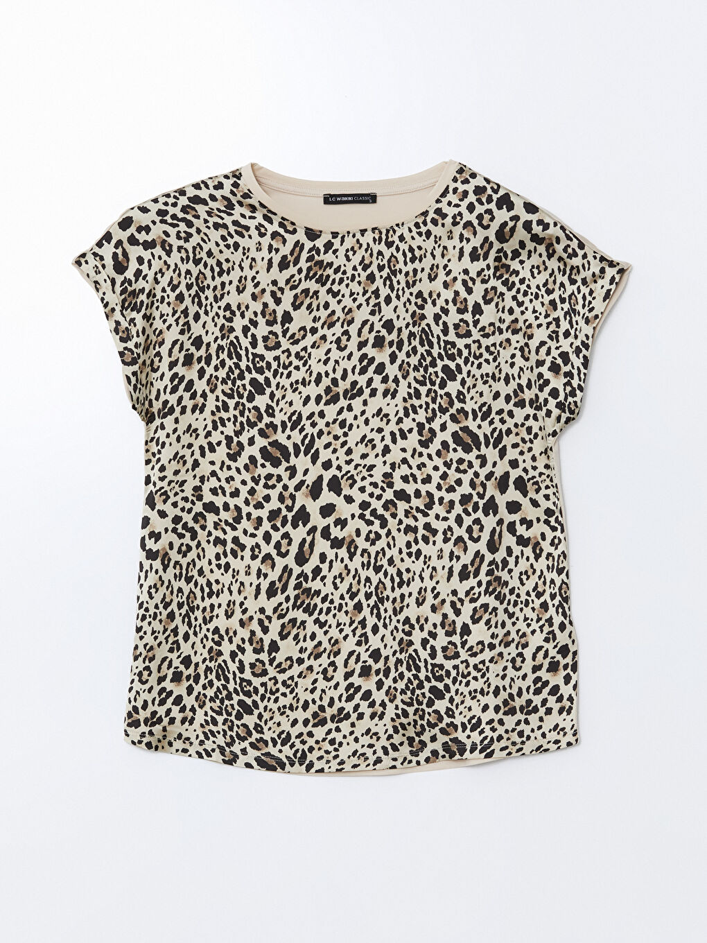 Crew Neck Leopard Patterned Women's T-Shirt -S5JD51Z8-LQY