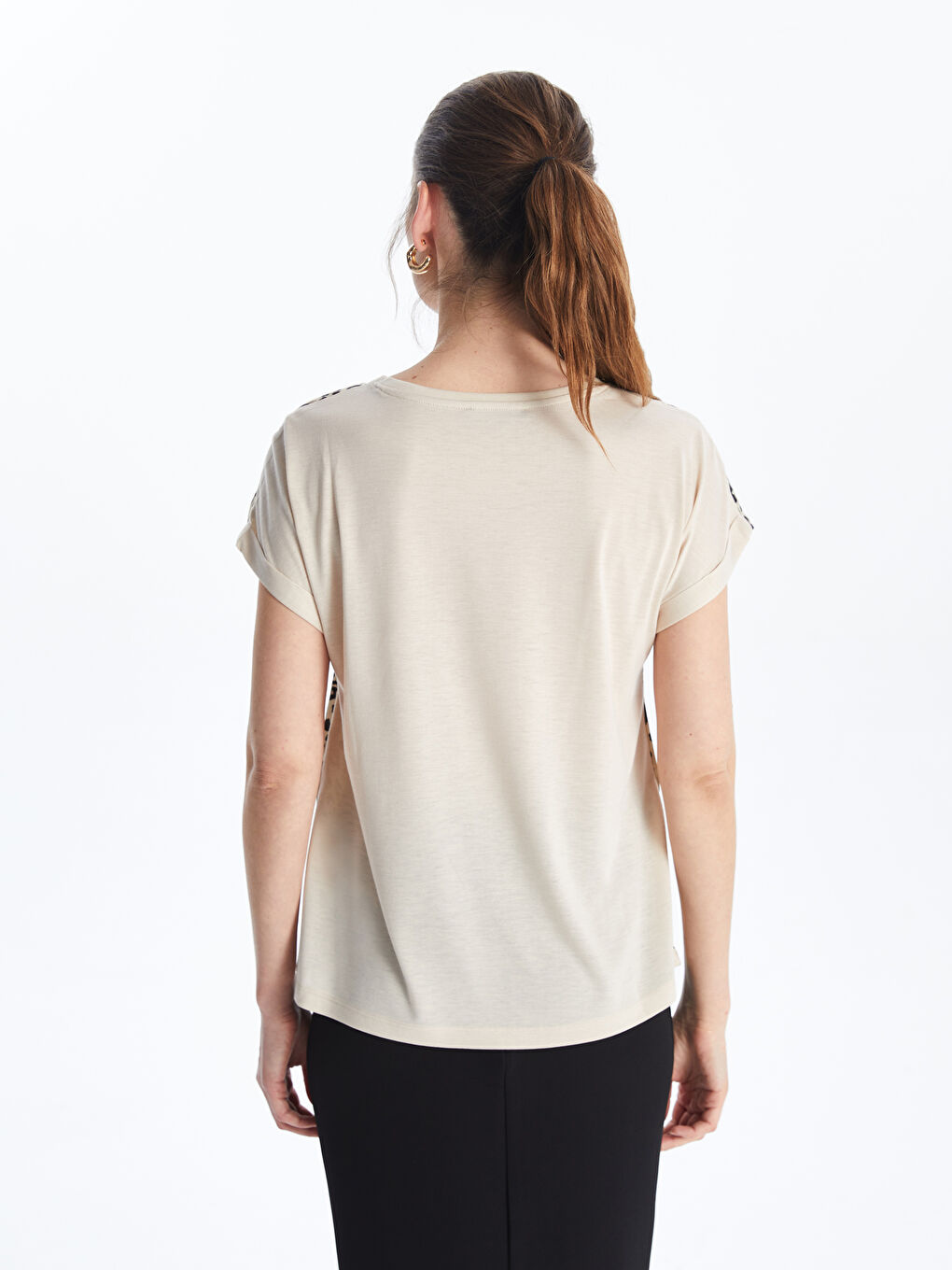 Crew Neck Leopard Patterned Women's T-Shirt -S5JD51Z8-LQY