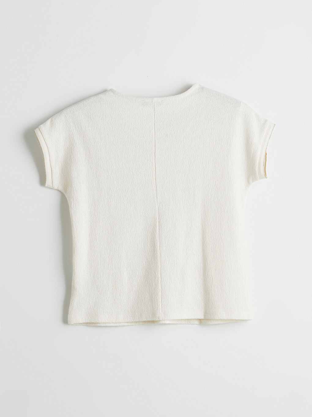 V Neck Textured Women's T-Shirt -S5JD61Z8-R9J