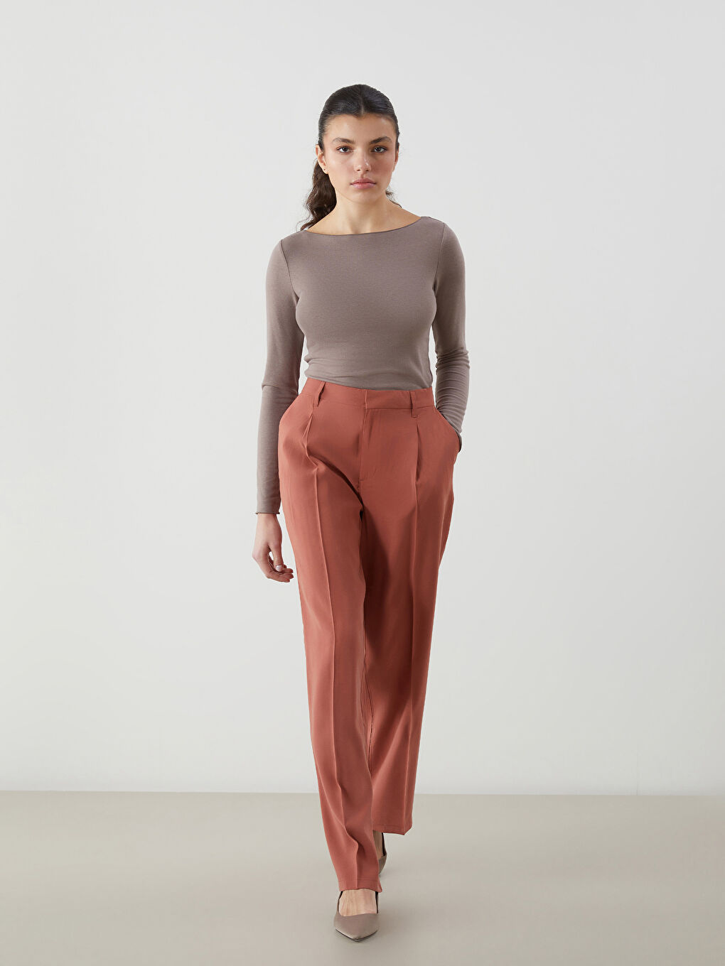 Regular Fit Women's Pleated Trousers -S5JE96Z8-H4W
