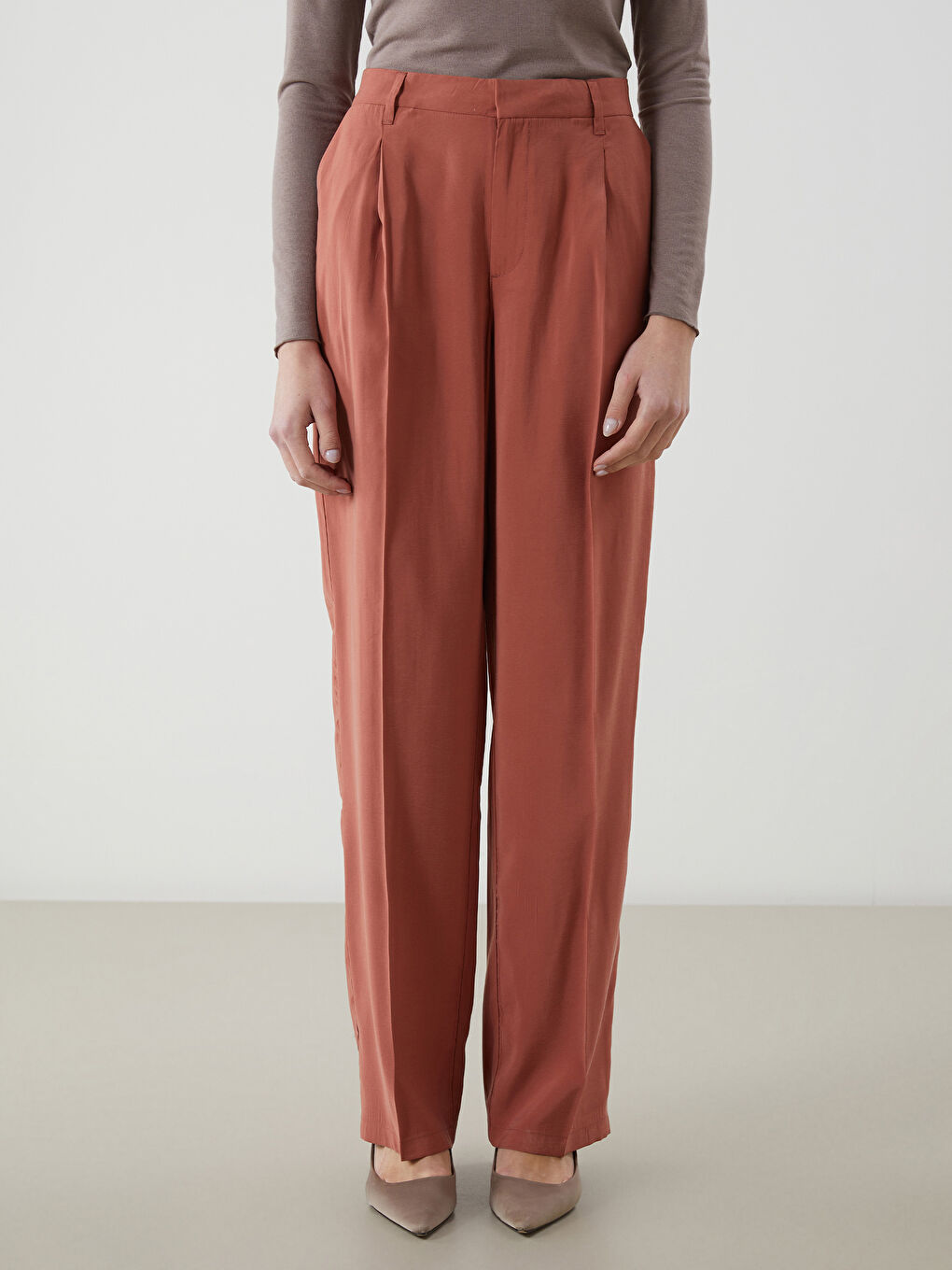 Regular Fit Women's Pleated Trousers -S5JE96Z8-H4W