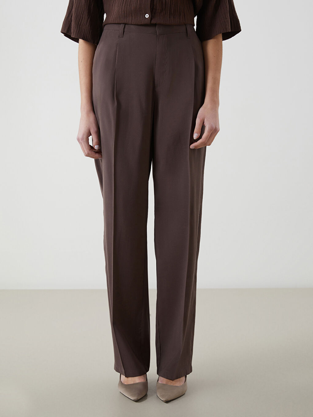Regular Fit Women's Pleated Trousers -S5JE96Z8-HSK