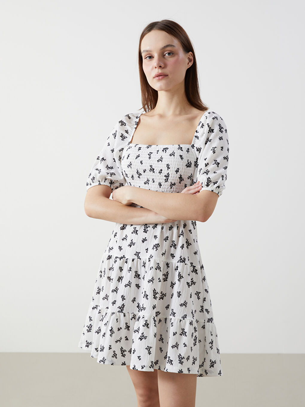 XSIDE Floral Ruched Women's Mini Dress -S5JE99Z8-LRA