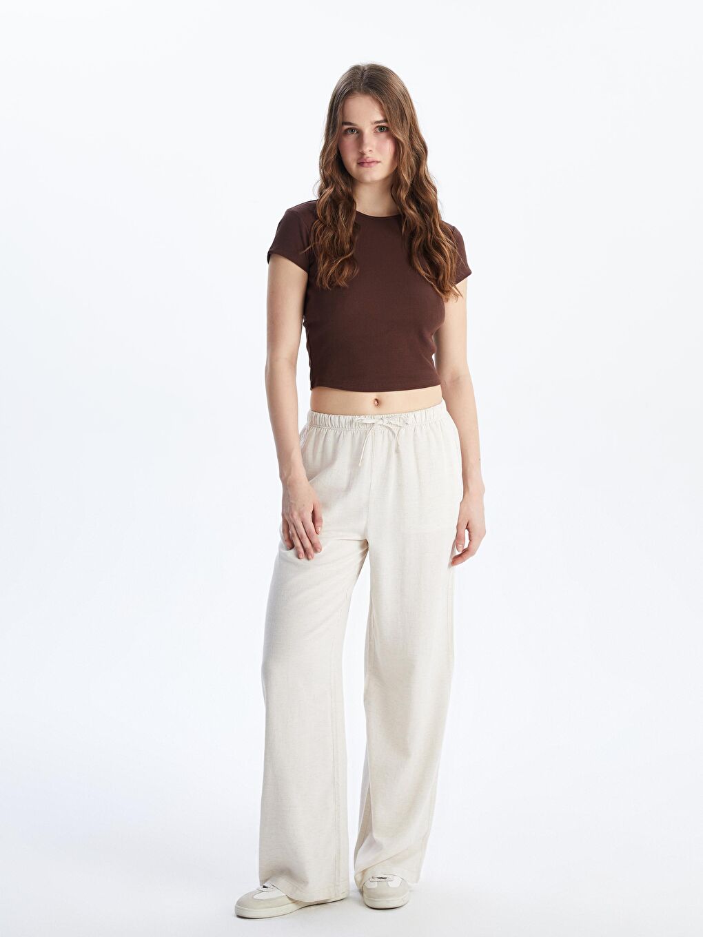 XSIDE Women's Elastic Waist Linen Blend Trousers -S5JF04Z8-D4N