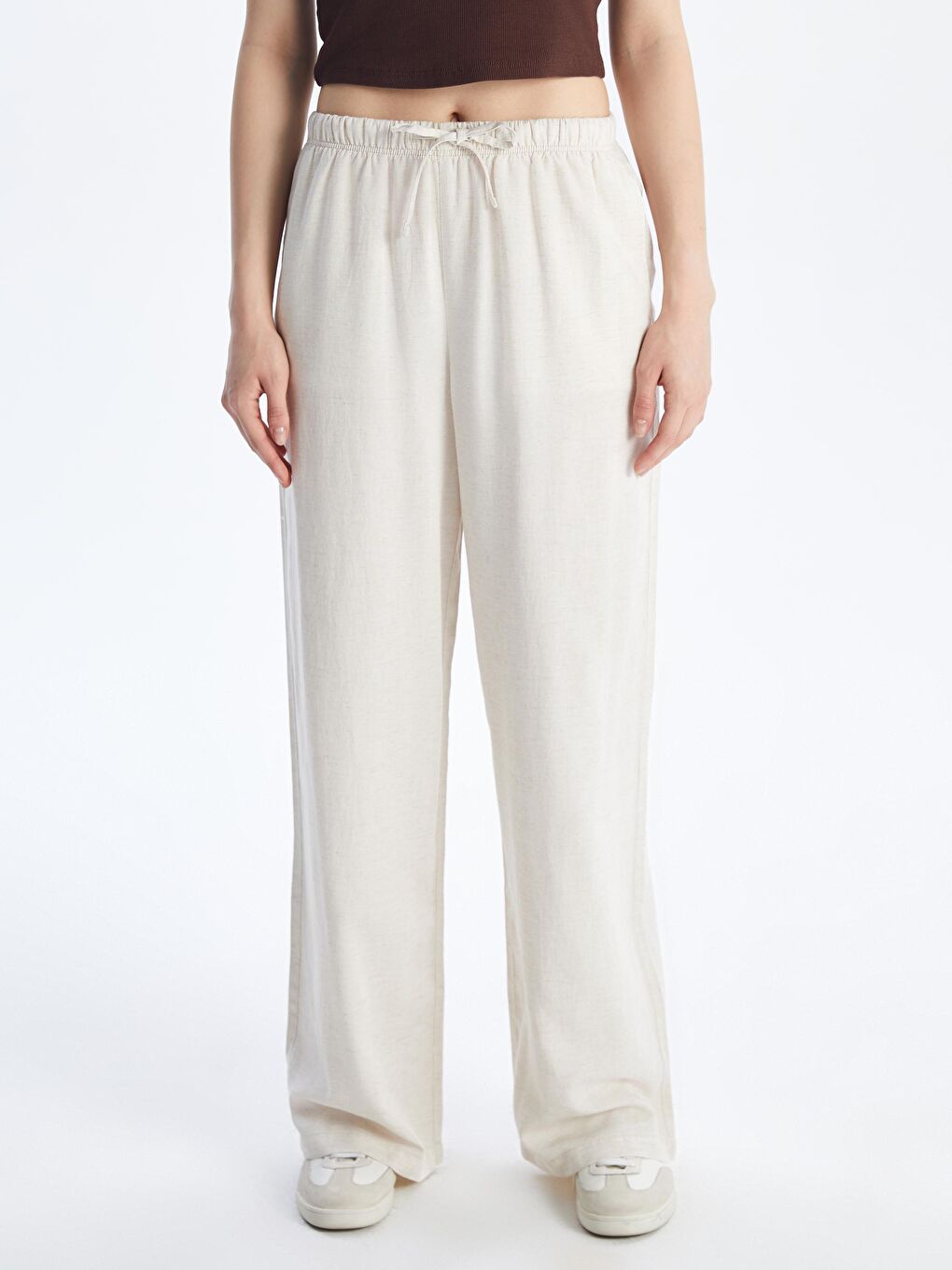 XSIDE Women's Elastic Waist Linen Blend Trousers -S5JF04Z8-D4N