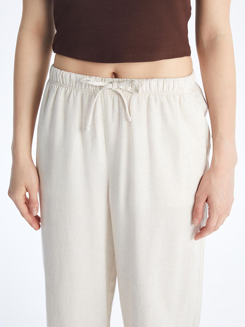 XSIDE Women's Elastic Waist Linen Blend Trousers -S5JF04Z8-D4N