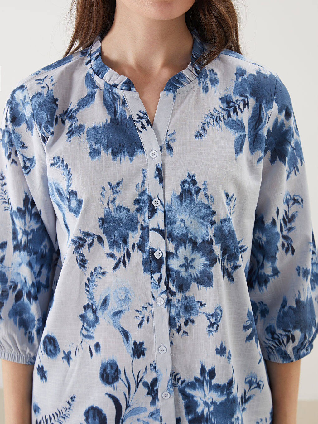 Notch Neck Floral Women's Shirt -S5JF15Z8-LQQ