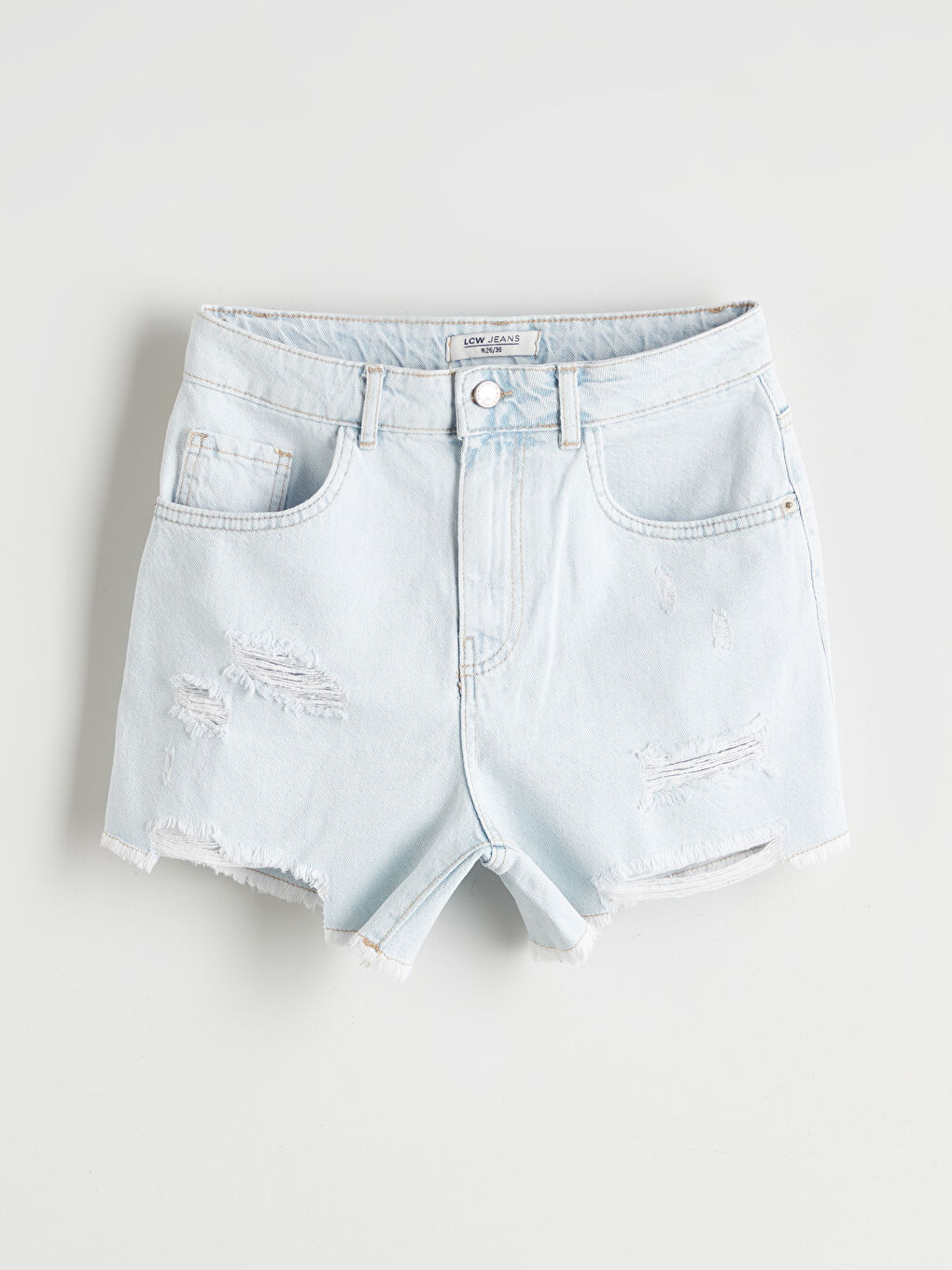 Standard Fit Ripped Detail Women's Denim Shorts -S5JF26Z8-869