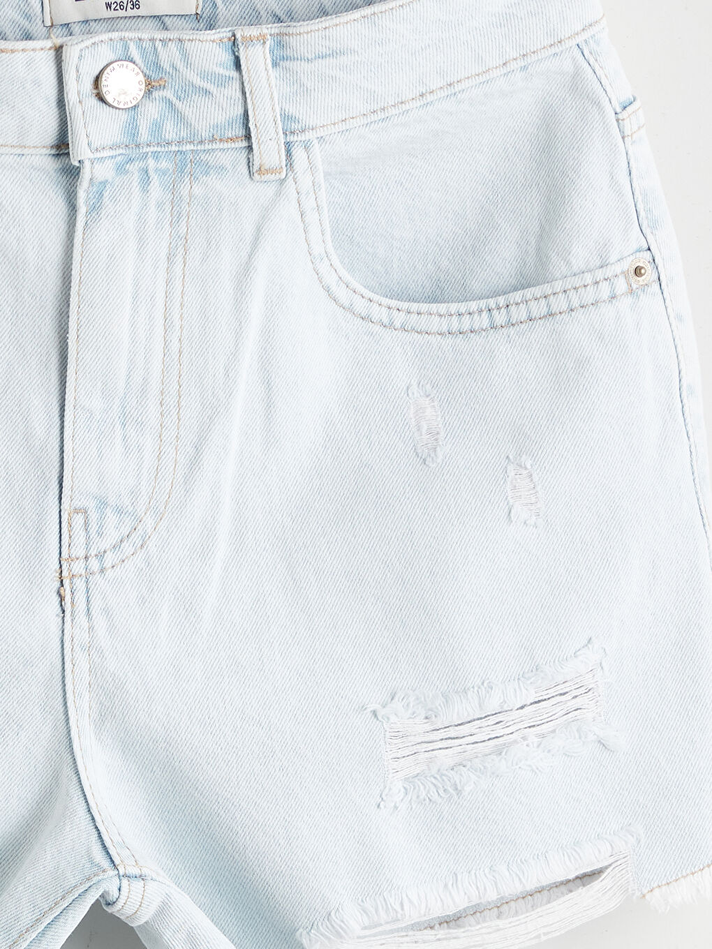 Standard Fit Ripped Detail Women's Denim Shorts -S5JF26Z8-869