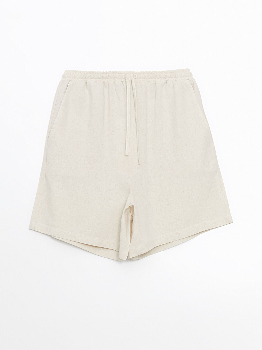 XSIDE Plain Linen Blend Women's Shorts with Elastic Waist -S5JF28Z8-Z4R