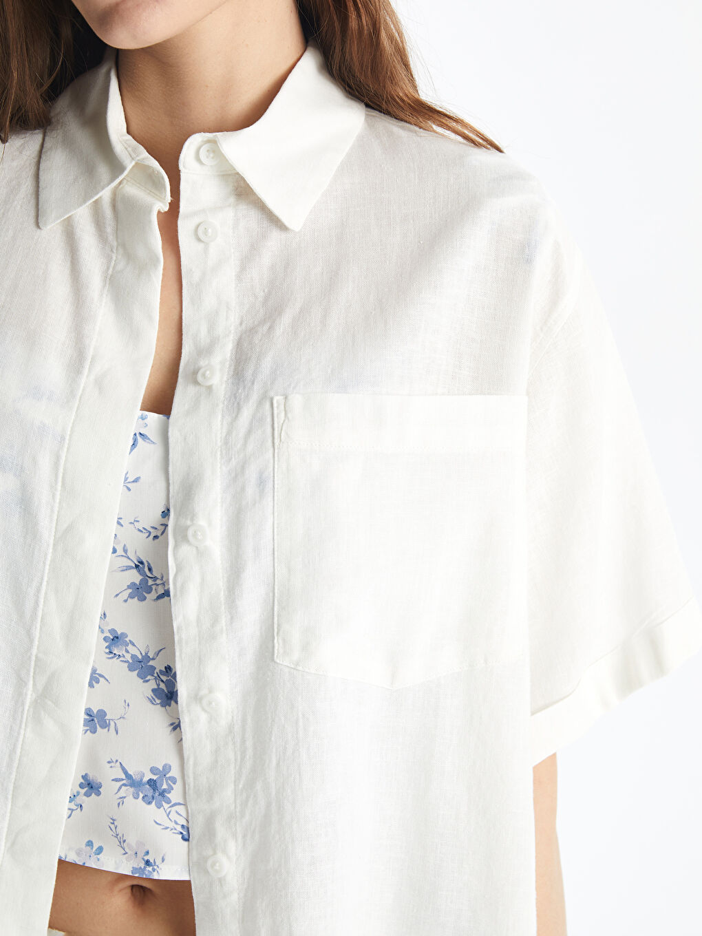 Oversize Linen Blend Women's Shirt-2