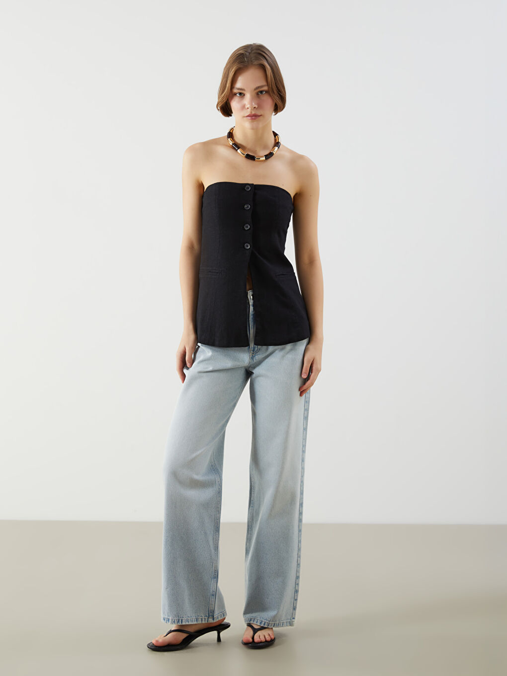XSIDE Strapless Plain Crop Women's Blouse -S5JF32Z8-CVL