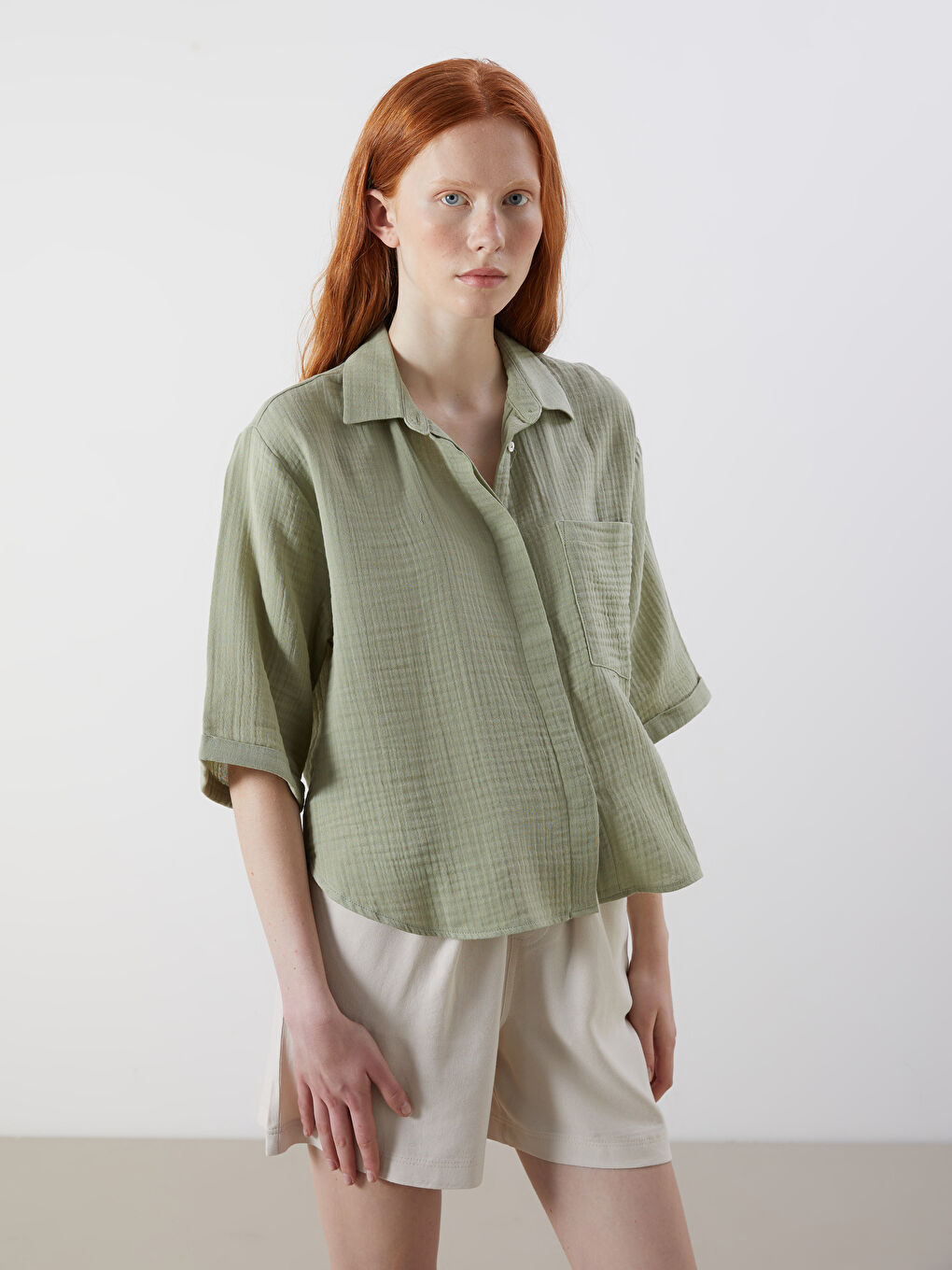 XSIDE Oversize Muslin Women's Shirt -S5JF38Z8-Z1B
