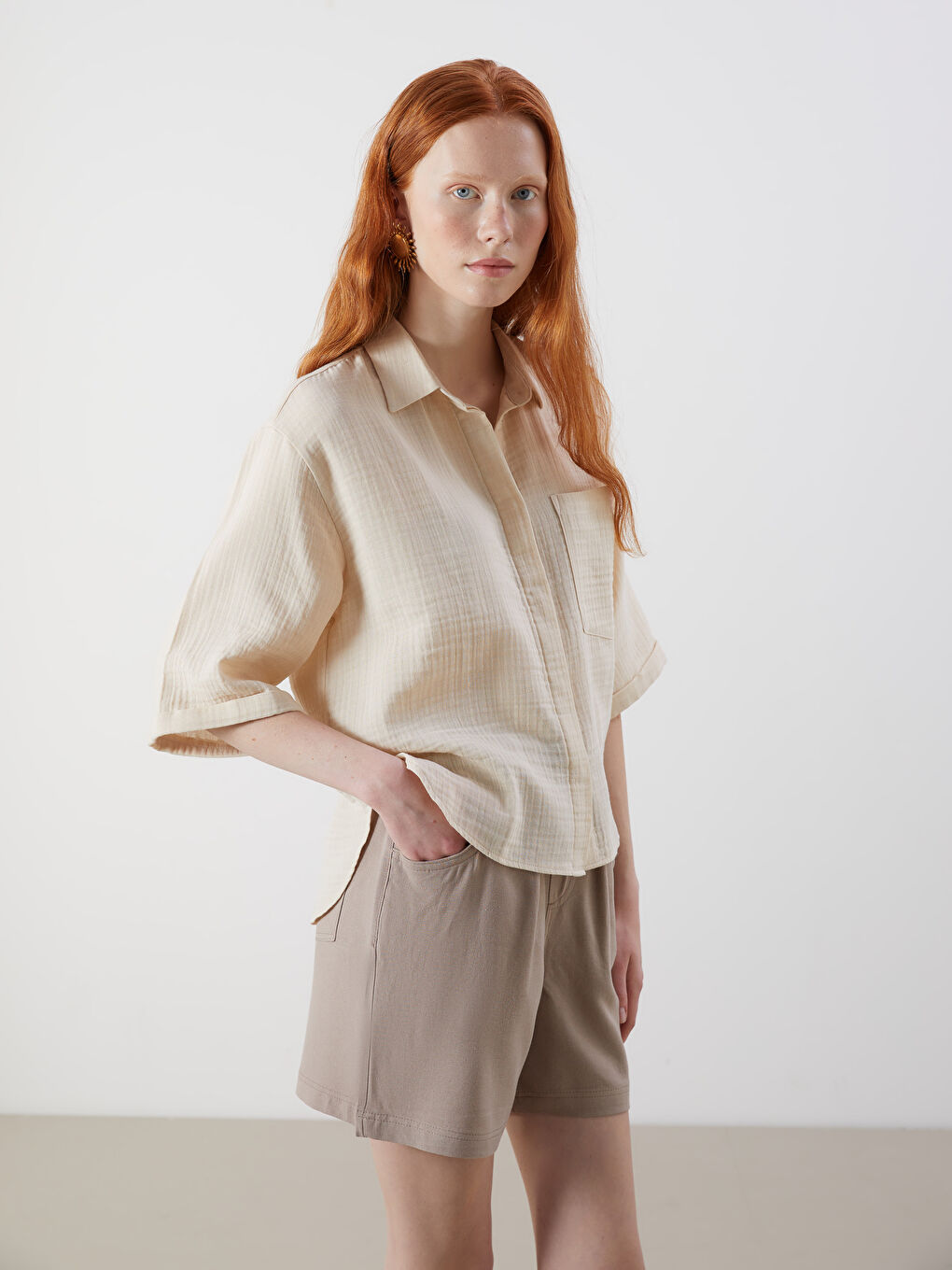 XSIDE Oversize Muslin Women's Shirt -S5JF38Z8-Z4R