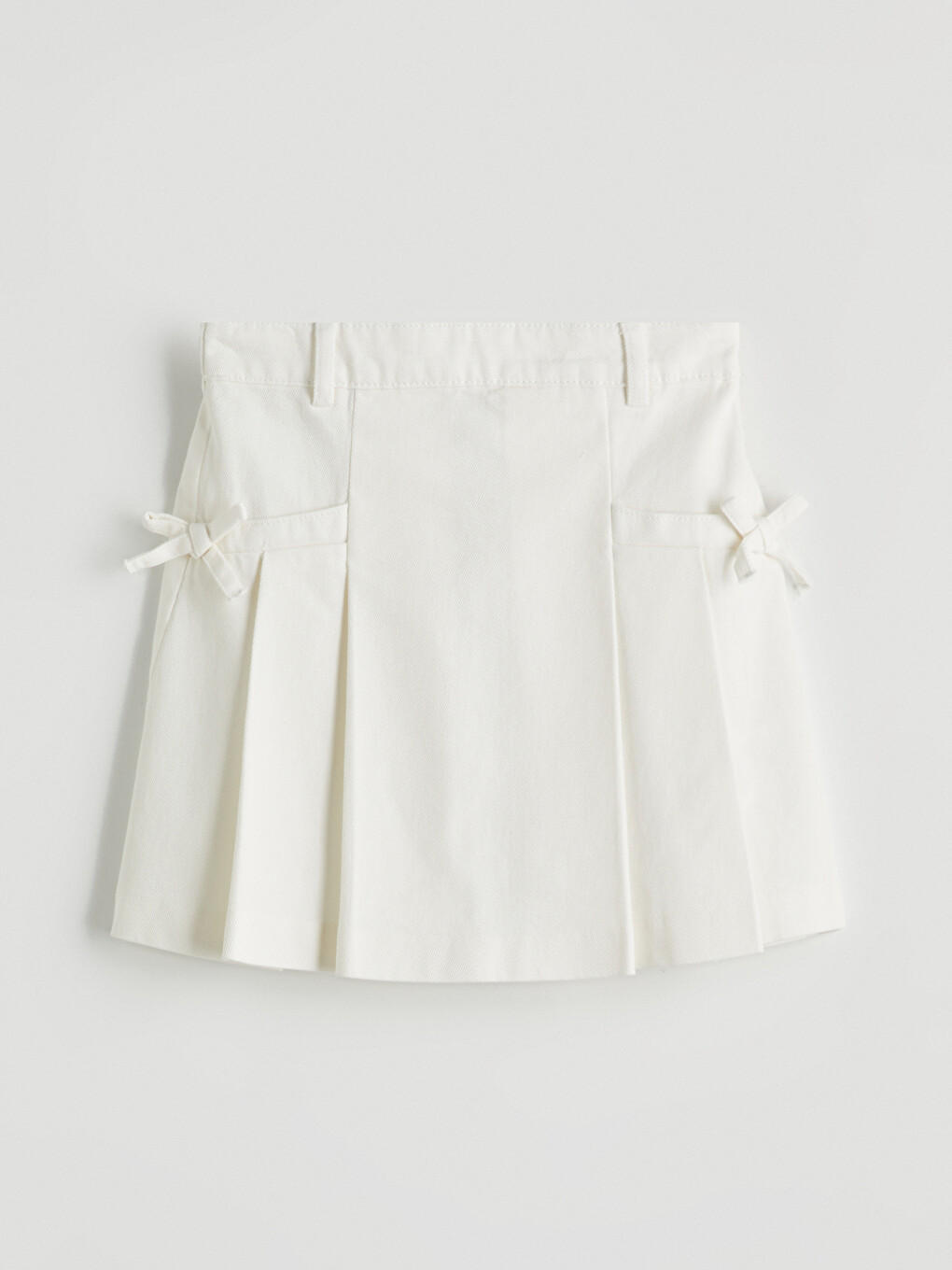 Elastic Waist Bow Detailed Girls' Jean Skirt-1