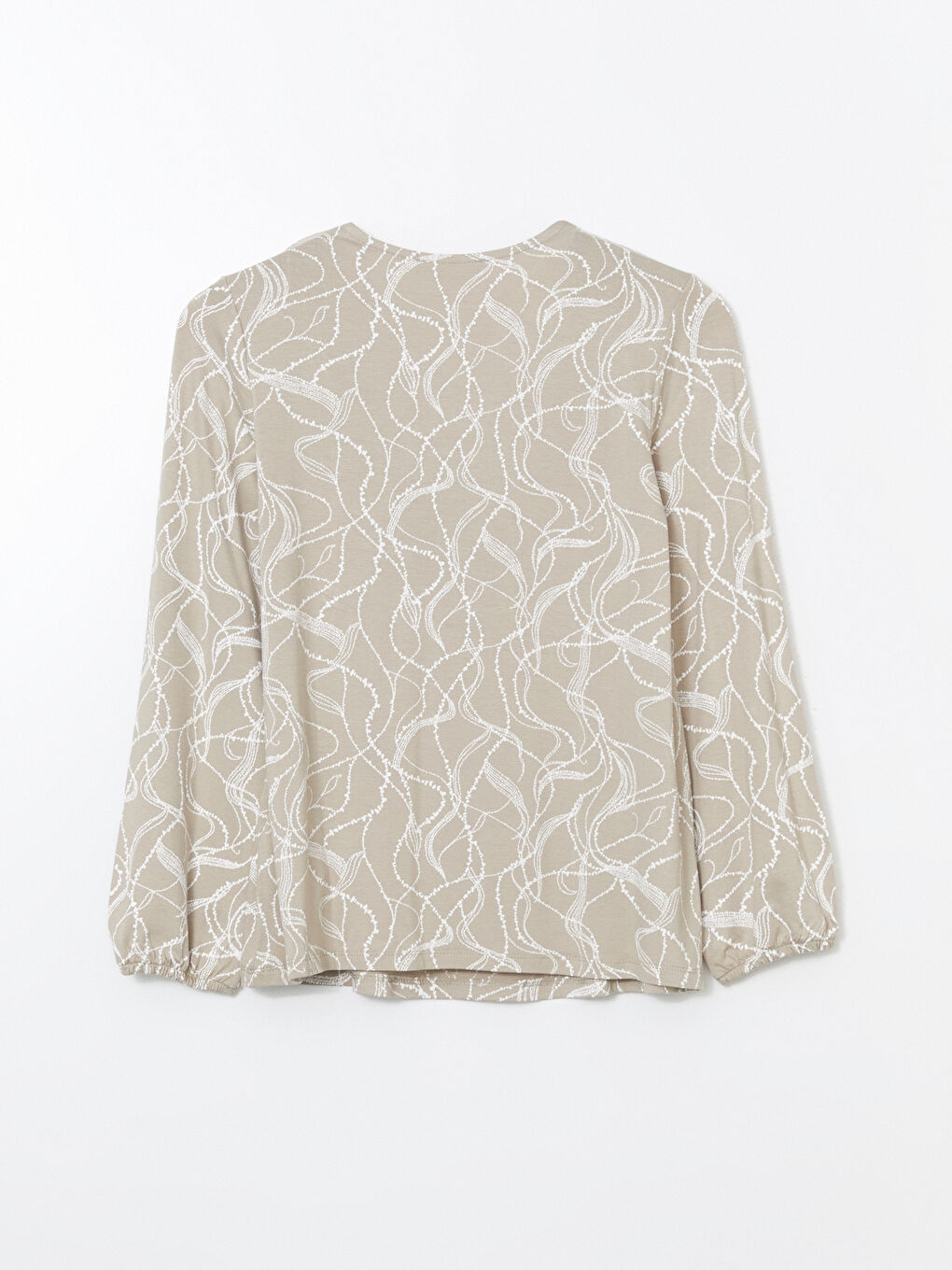 V-ს ფორმის დეკოლტეს ნიმუშიანი ბლუზი ქალებისთვის-5