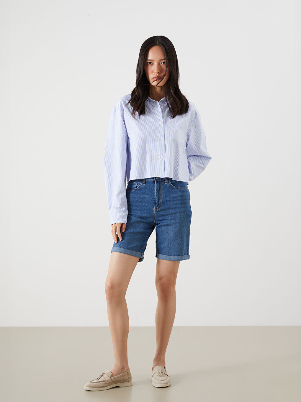 LCW Jeans Bermuda Fit Women's Denim Shorts -S5JF46Z8-JVU