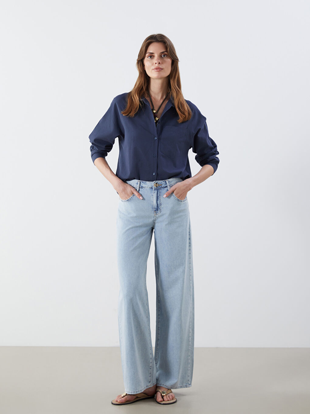 İndigo Wideleg Kadın Jean Pantolon