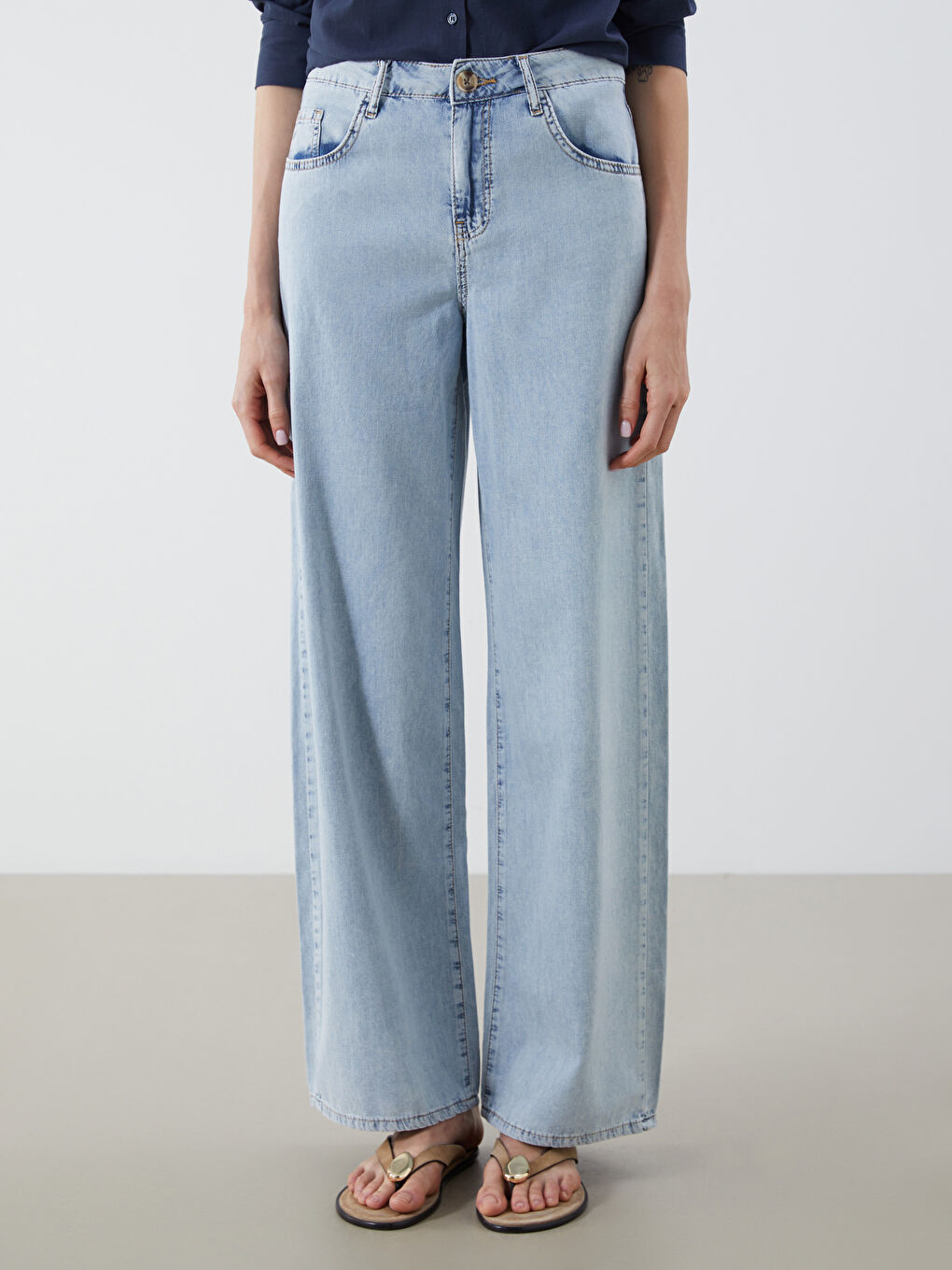 İndigo Wideleg Kadın Jean Pantolon-1