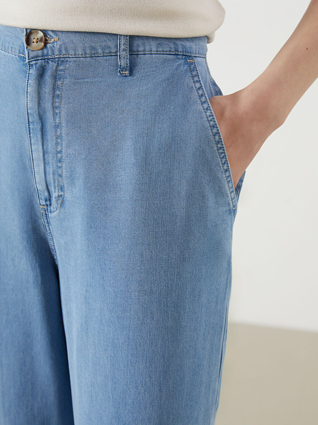 İndigo Wideleg Kadın Jean Pantolon-2