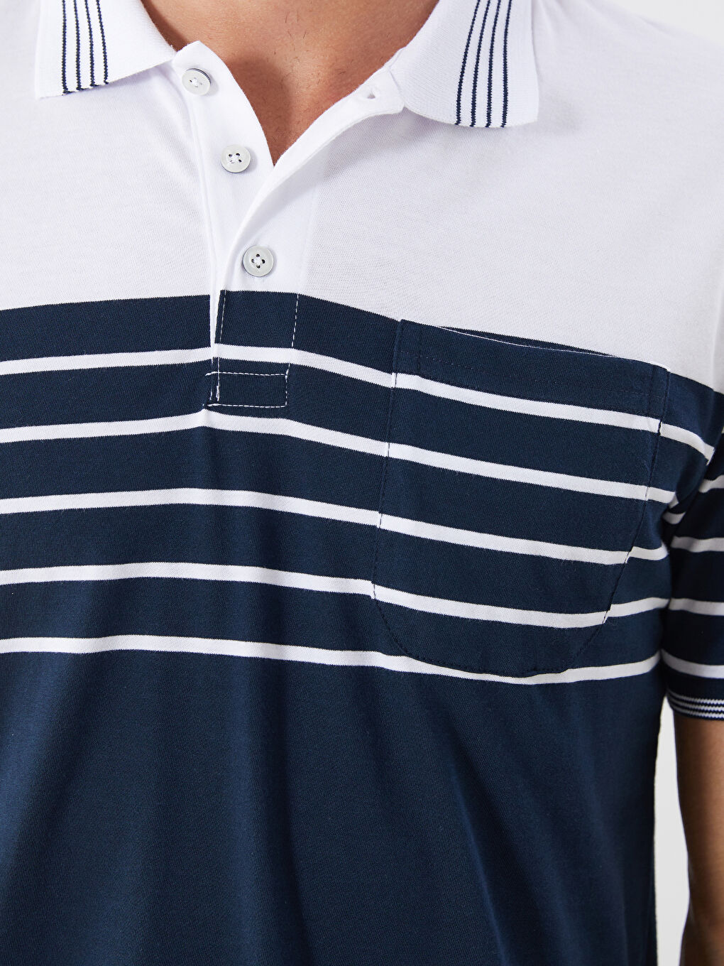 Polo Neck Striped Jersey Men's T-Shirt-2