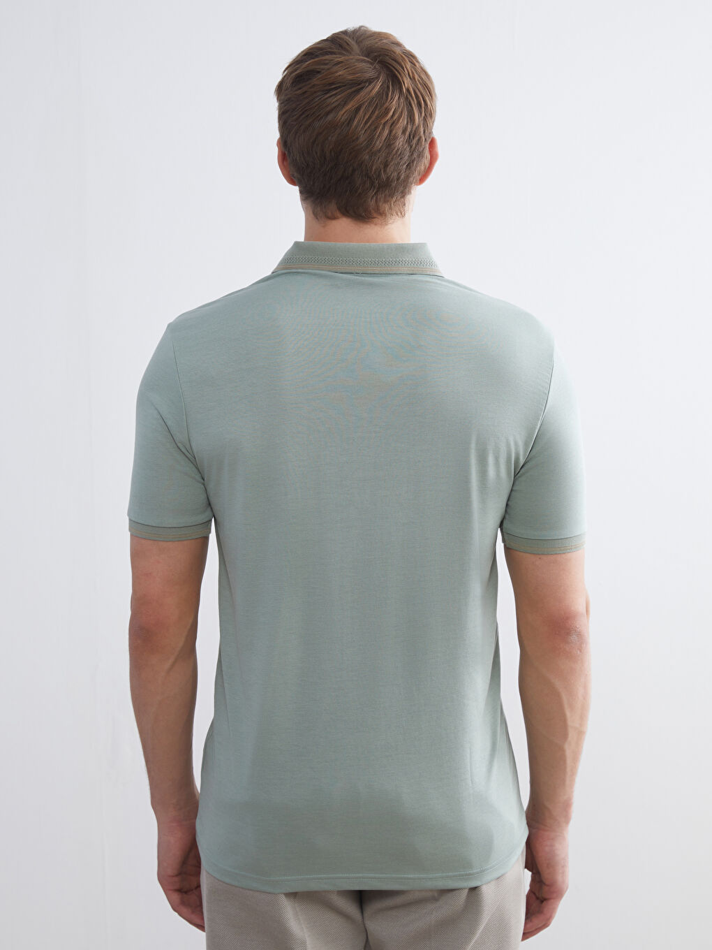 Yeşil Polo Yaka Penye Erkek Tişört-3